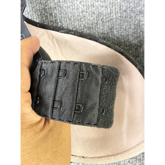 Cacique 42B Black Lace Underwire Bra Lightly Lined Demi Adjustable Straps - Picture 7 of 9